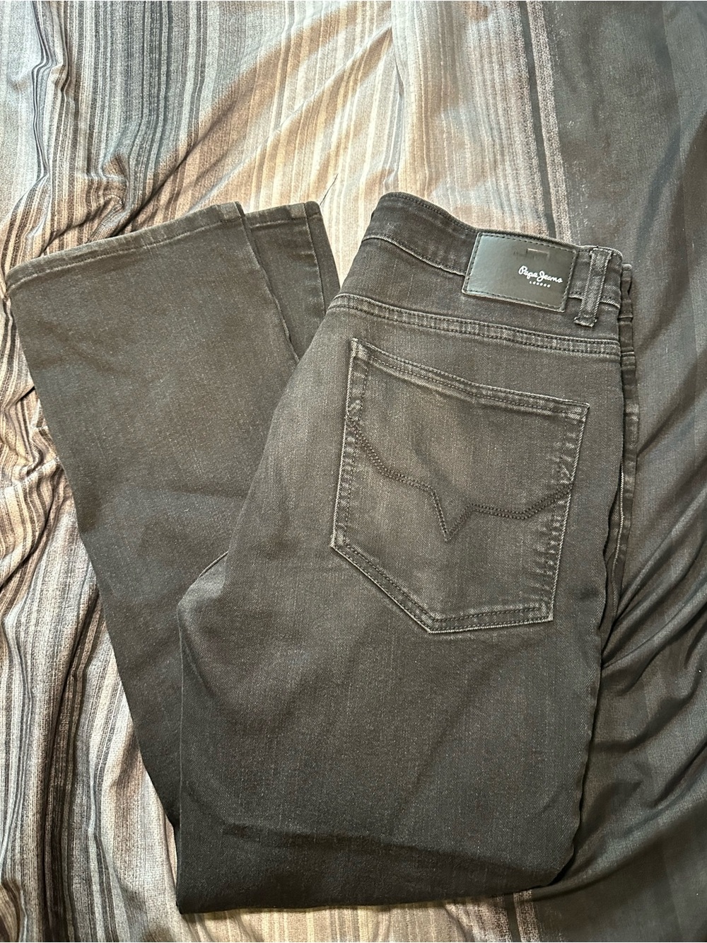 Pepe Jeans London Mens Martin Holborne Black Jeans Size 34x32 Stretch